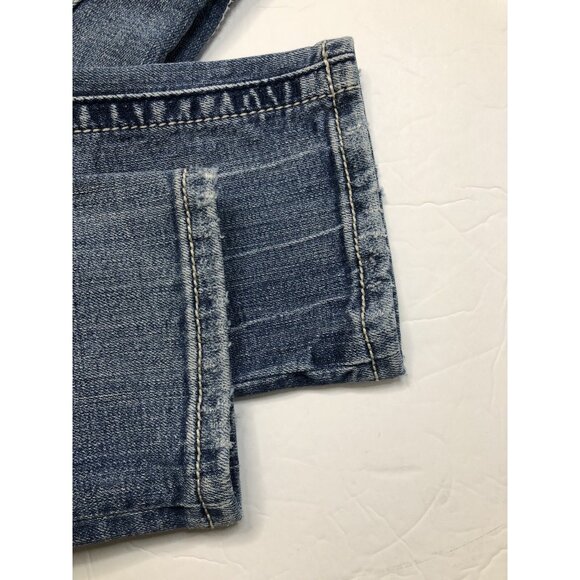 Miss Me Womens 26x19 Blue Denim Jeans Capri Distressed Angel Wings - Picture 7 of 10